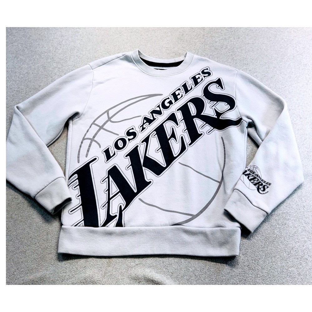 Hollister x NBA Los Angeles Lakers Sweatshirt Mens XS Big Logo Crewneck Gray - Picture 1 of 11